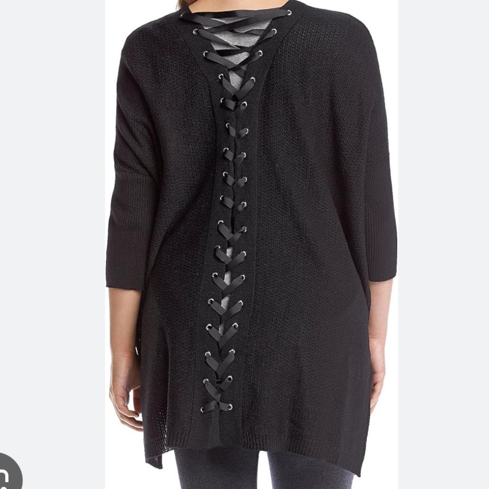 Democracy Lace Up Long Sleeve Cardigan Sweater